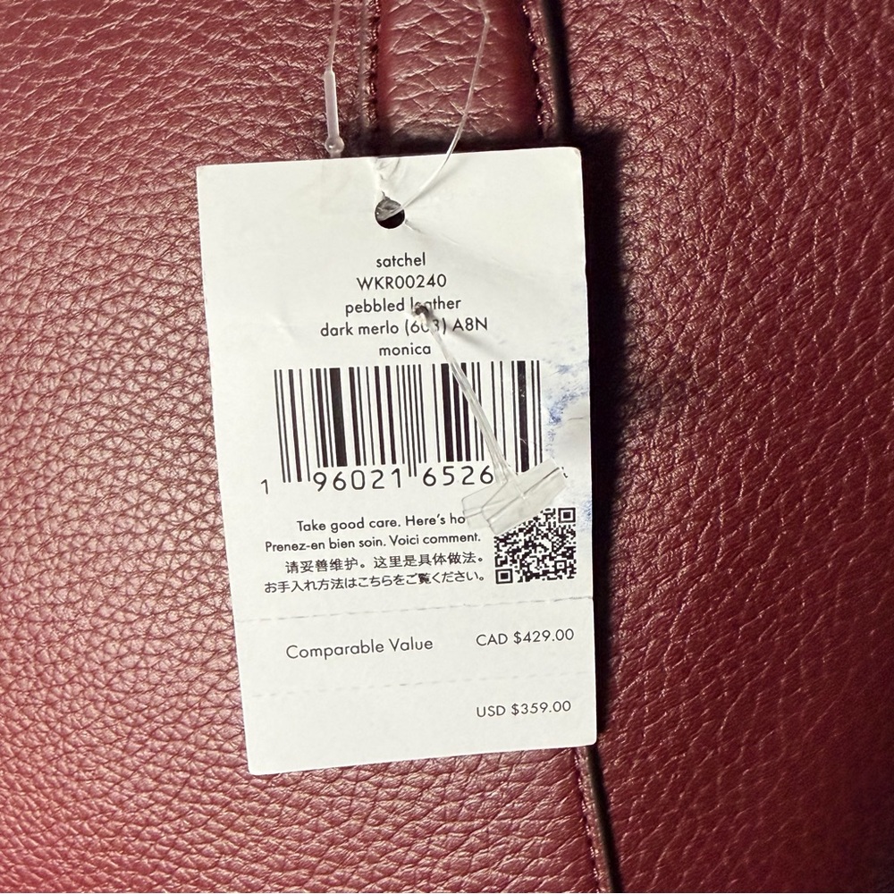 Kate Spade New York Monica pebbled leather‎ Deep Red Satchel Bag - Picture 5 of 14